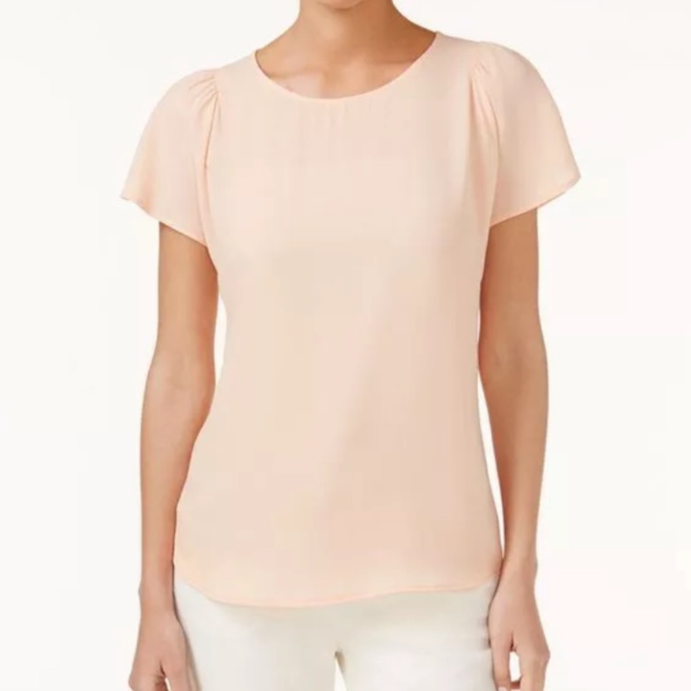COPY - CeCe Flutter Cap Sleeve Crepe Blouse Canyon Peach